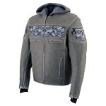 Milwaukee Leather MLM1562 Men’s Distressed Grey Leather Jacket with Reflective Skulls - Image 11