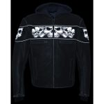 Milwaukee Leather MLM1562 Men’s Distressed Grey Leather Jacket with Reflective Skulls - Image 6