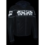 Milwaukee Leather MLM1562 Men’s Distressed Grey Leather Jacket with Reflective Skulls - Image 7