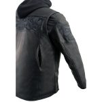 Milwaukee Leather MLM1563 Men’s Black Leather Scooter Style Motorcycle Jacket with Reflective Skulls w/ Hoodie - Image 8