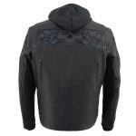 Milwaukee Leather MLM1563 Men’s Black Leather Scooter Style Motorcycle Jacket with Reflective Skulls w/ Hoodie - Image 2