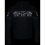 Milwaukee Leather MLM1563 Men’s Black Leather Scooter Style Motorcycle Jacket with Reflective Skulls w/ Hoodie - Image 5