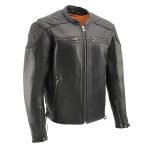 Milwaukee Leather MLM1580 Men’s Full Side Lace Vented Black Leather Scooter Jacket