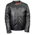 Milwaukee Leather MLM1590 Men’s Throwback Black Leather Scooter Jacket with Side Stretch