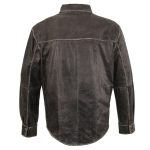 Milwaukee Leather MLM1605 Men’s ‘Button Down’ Distressed Grey Lightweight Casual Biker Leather Shirt - Image 2