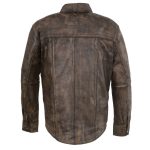 Milwaukee Leather MLM1606 Men’s ‘Button Down’ Distressed Brown Casual Biker Leather Shirt - Image 7