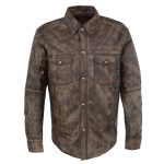 Milwaukee Leather MLM1606 Men’s ‘Button Down’ Distressed Brown Casual Biker Leather Shirt - Image 9