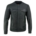 Milwaukee Leather MLM1607 Men’s Collarless Black Premium Goat Skin Leather Casual Biker Shirt w/ Dual Closure - Image 13