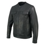 Milwaukee Leather MLM1607 Men’s Collarless Black Premium Goat Skin Leather Casual Biker Shirt w/ Dual Closure - Image 12