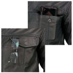 Milwaukee Leather MLM1607 Men’s Collarless Black Premium Goat Skin Leather Casual Biker Shirt w/ Dual Closure - Image 9