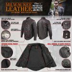 Milwaukee Leather MLM1611 Men’s Premium Black Leather Casual Biker Rider Shirt w/ Vintage 5 Cent Buffalo Buttons - Image 2