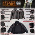 Milwaukee Leather Men’s Leather Shirt Jacket with Removable Hoodie and Patch Access – MLM1614 - Image 2