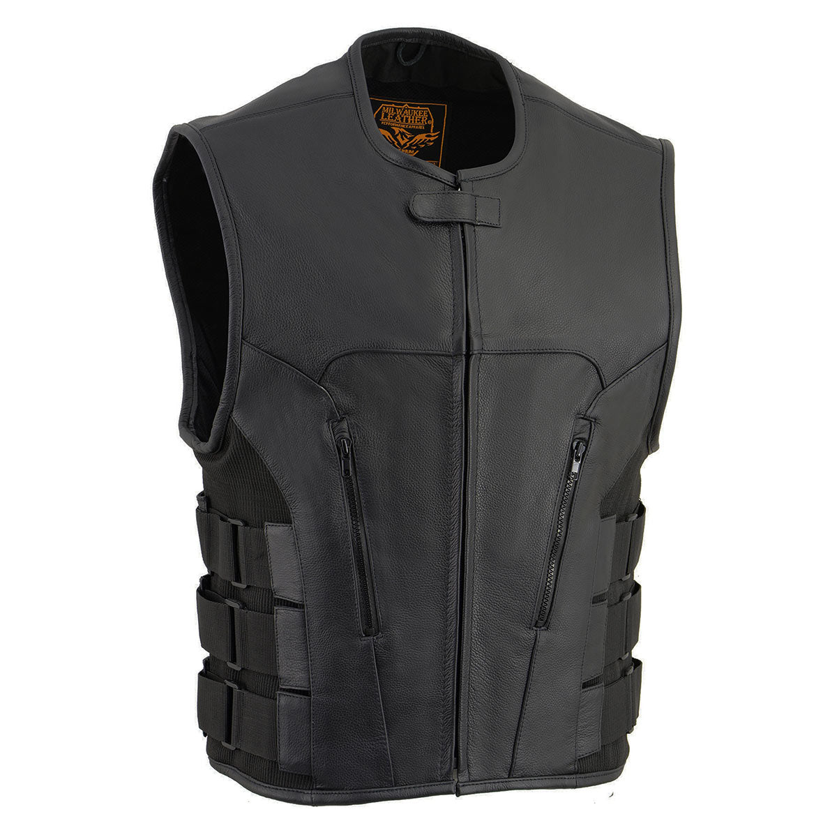 Milwaukee Leather MLM3500 Men’s Swat Style Rider Leather Vest w/ Single Panel Back for Club Patches