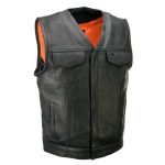 Milwaukee Leather MLM3503 Men’s Pursuit Black Premium Goat Leather V Neck Club Style Motorcycle Rider Vest - Image 11