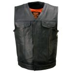Milwaukee Leather MLM3503 Men’s Pursuit Black Premium Goat Leather V Neck Club Style Motorcycle Rider Vest - Image 9