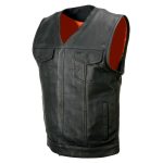 Milwaukee Leather MLM3503 Men’s Pursuit Black Premium Goat Leather V Neck Club Style Motorcycle Rider Vest - Image 10
