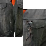 Milwaukee Leather MLM3503 Men’s Pursuit Black Premium Goat Leather V Neck Club Style Motorcycle Rider Vest - Image 5