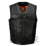 Milwaukee Leather MLM3504 Men’s Black ‘Pursuit’ V Neck Club Style Motorcycle Leather Vest with Adjustable Side Laces - Image 15
