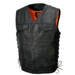 Milwaukee Leather MLM3504 Men’s Black ‘Pursuit’ V Neck Club Style Motorcycle Leather Vest with Adjustable Side Laces - Image 14