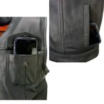 Milwaukee Leather MLM3504 Men’s Black ‘Pursuit’ V Neck Club Style Motorcycle Leather Vest with Adjustable Side Laces - Image 8