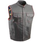 Milwaukee Leather MLM3506 Men’s Black Premium Leather Vest – Old Glory Laced Armholes Red Stitching Club Style Vest - Image 11