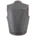 Milwaukee Leather MLM3506 Men’s Black Premium Leather Vest – Old Glory Laced Armholes Red Stitching Club Style Vest - Image 2
