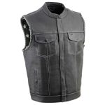 Milwaukee Leather MLM3507 Men’s Old Glory Black Premium Leather Club Style Vest w/ Grey Stitching Laced Armholes - Image 10