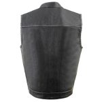 Milwaukee Leather MLM3507 Men’s Old Glory Black Premium Leather Club Style Vest w/ Grey Stitching Laced Armholes - Image 5