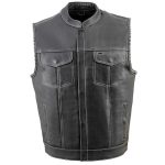 Milwaukee Leather MLM3507 Men’s Old Glory Black Premium Leather Club Style Vest w/ Grey Stitching Laced Armholes - Image 12