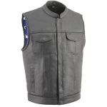 Milwaukee Leather MLM3508 Men’s Black Premium Leather Vest – Old Glory Laced Armholes Black Stitching Club Style Vest - Image 11