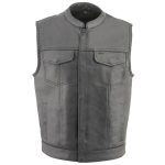 Milwaukee Leather MLM3508 Men’s Black Premium Leather Vest – Old Glory Laced Armholes Black Stitching Club Style Vest - Image 9