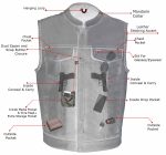 Milwaukee Leather MLM3508 Men’s Black Premium Leather Vest – Old Glory Laced Armholes Black Stitching Club Style Vest - Image 5