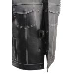 Milwaukee Leather MLM3509 Men’s Black Premium Leather Vest – Old Glory Laced Armholes White Stitching Club Style Vest - Image 6