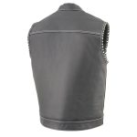 Milwaukee Leather MLM3509 Men’s Black Premium Leather Vest – Old Glory Laced Armholes White Stitching Club Style Vest - Image 7