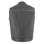 Milwaukee Leather MLM3509 Men’s Black Premium Leather Vest – Old Glory Laced Armholes White Stitching Club Style Vest - Image 2
