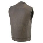 Milwaukee Leather MLM3510 Men’s Black/Beige Premium Leather Club Style Vest – Dual Closure Open Neck Motorcycle Vest - Image 8