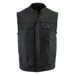 Milwaukee Leather MLM3510 Men’s Black Premium Leather Club Style Vest – Dual Closure Open Neck Motorcycle Rider Vest - Image 11