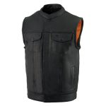 Milwaukee Leather MLM3510 Men’s Black Premium Leather Club Style Vest – Dual Closure Open Neck Motorcycle Rider Vest - Image 12