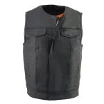 Milwaukee Leather MLM3511 Men’s Black Collarless Snap/Zipper Club Style Motorcycle Leather Vest - Image 8