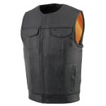 Milwaukee Leather MLM3511 Men’s Black Collarless Snap/Zipper Club Style Motorcycle Leather Vest - Image 7