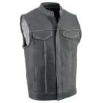 Milwaukee Leather MLM3513 Men’s Premium Leather Club-Style Motorcycle Vest w/ Snaps and Zipper Closure