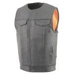 Milwaukee Leather Men’s MLM3515 Black Premium Collarless Club Style Motorcycle Vest w/ Cool-Tec Leather Treatment - Image 10