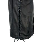Milwaukee Leather MLM3517 Men’s Black Premium Leather Classic V-Neck Side Lace Motorcycle Rider Vest - Image 9