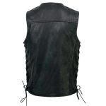 Milwaukee Leather MLM3517 Men’s Black Premium Leather Classic V-Neck Side Lace Motorcycle Rider Vest - Image 2