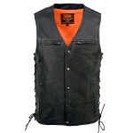 Milwaukee Leather MLM3517 Men’s Black Premium Leather Classic V-Neck Side Lace Motorcycle Rider Vest - Image 10