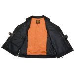 Milwaukee Leather MLM3517 Men’s Black Premium Leather Classic V-Neck Side Lace Motorcycle Rider Vest - Image 6