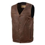 Milwaukee Leather MLM3518 Men’s Gambler Snap Front Vintage Crazy Horse Brown Motorcycle Leather Vest - Image 14
