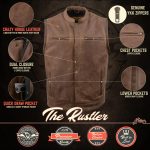 Milwaukee Leather MLM3519 Men’s “Gambler” Crazy Horse Brown Vintage Leather Vest – Club Style Motorcycle Rider Vest - Image 2
