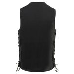 Milwaukee Leather MLM3520 Men’s Black Leather Vest – Classic V-Neck Straight Bottom Side Lace Motorcycle Rider Vest - Image 5