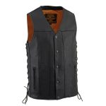 Milwaukee Leather MLM3520 Men’s Black Leather Vest – Classic V-Neck Straight Bottom Side Lace Motorcycle Rider Vest - Image 11